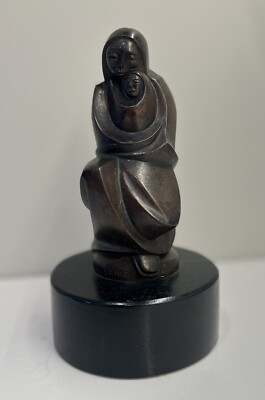 MARIO RANGEL GOMEZ MODERN MEXICAN BRONZE SCULPTURE OF A WOMAN & CHILD 