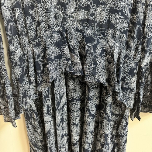 Derek Lam 10 Crosby Black Floral Ruffle Bell Long Sleeve Women Sz 0 Silk Pockets - Picture 8 of 19