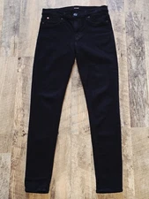 Hudson Jeans Nico Mid Rise Super Skinny Dark Black Denim Jeans Womens 29 RT $195