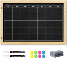 2-in-1 Double-Sided Magnetic Chalkboard 24"x16", Chalk Calendar Board Large...