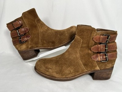 UGG Australia Volta Stiefeletten UK 5,5 hellbraun cognac Wildleder Blockabsatz Schnallenriemen