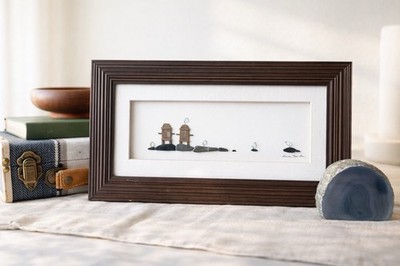 Sharon Nowlan Pebble Art Framed Coastal Decor Adirondack Chairs