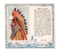 1954 (T129), #39 Man and Chief, Red Man Indian Chief Collectible Insert Card