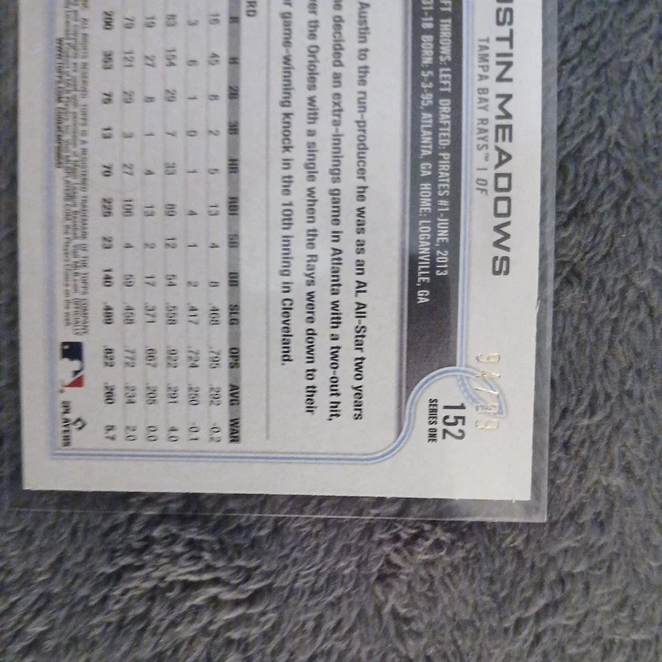 2022 Topps Serie 1 Orange Star/99 Austin Meadows #152 Foto 3 de 3