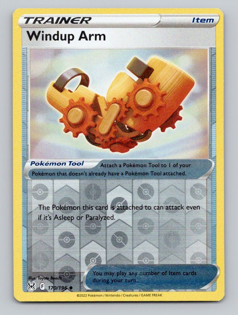 Windup Arm 170/196 Uncommon Lost Origin Pokemon Reverse Holo Near Mint