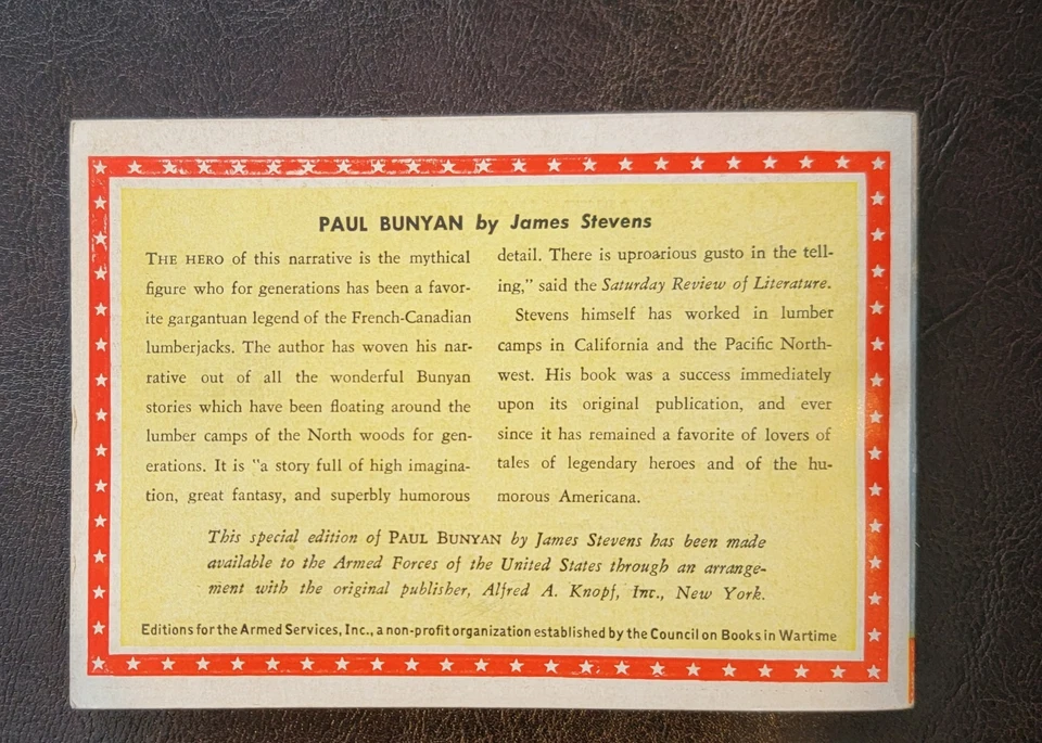 Paul Bunyan James Stevens Armed Services Edition M-8 Fantasy classic. NICE COPY Foto 2 de 4
