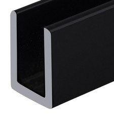 Matte Black 3/8" Fixed Panel Shower Door Deep U-Channel - 36" Length - pack of