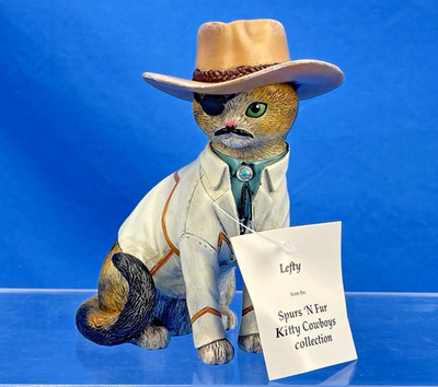 Hamilton Collection Spurs'N Fur Kitty Cowboys - Lefty Figurine w/ COA