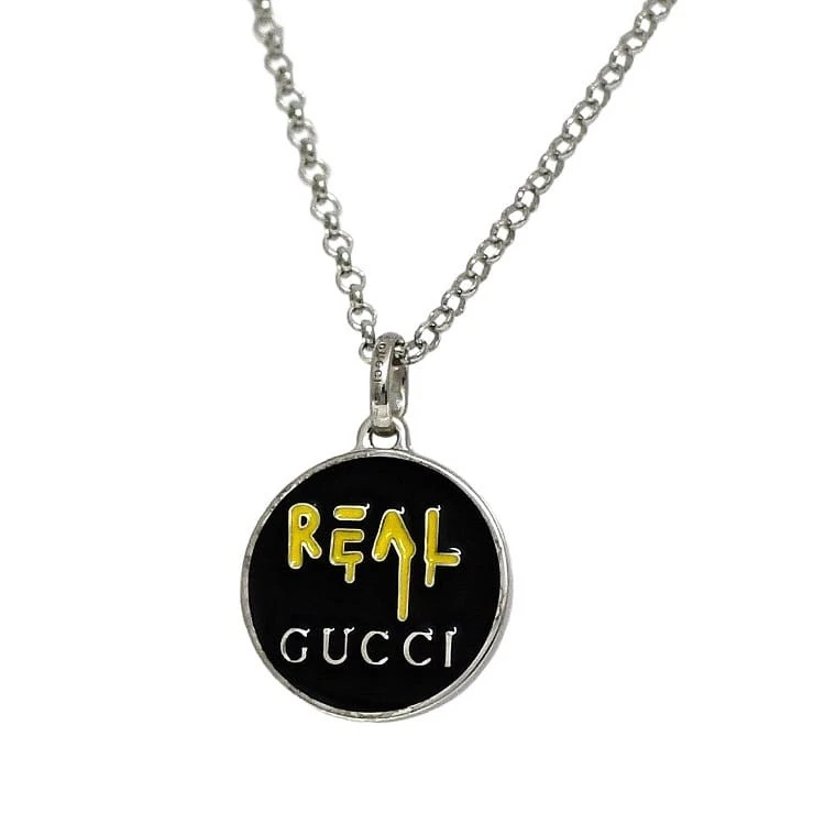 Collier GUCCI argent noir fantôme 459359 neuf 925 taille S bijou