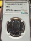 1964 Silver ACCENTED HAIR NGC PF67 Kennedy Half Dollar 50c , 5605-032