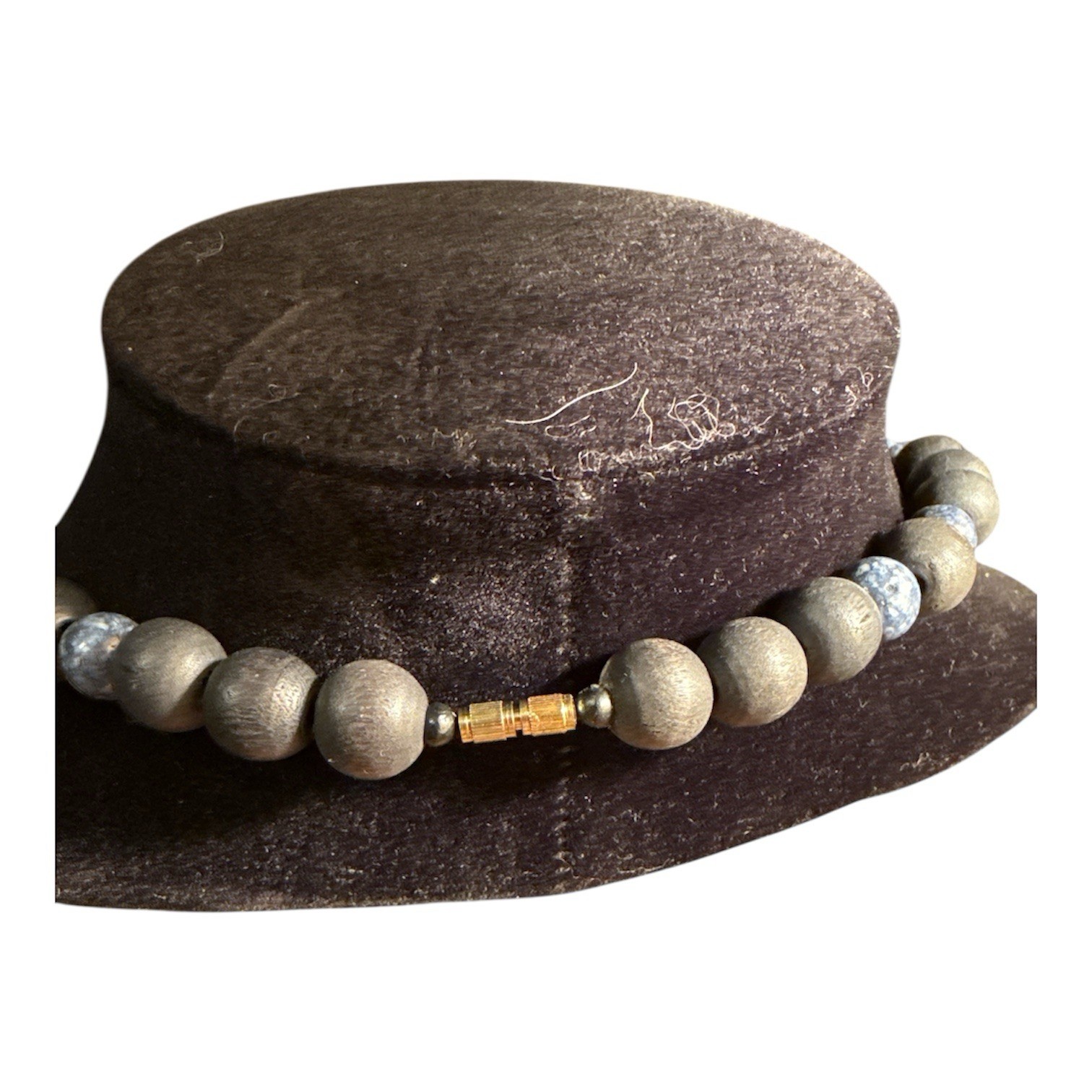 Artisan Style Beaded Statement Necklace Gray Purp… - image 2