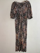 Monsoon Boho Paisley Midi Dress UK 10 M Smocked Sleeves