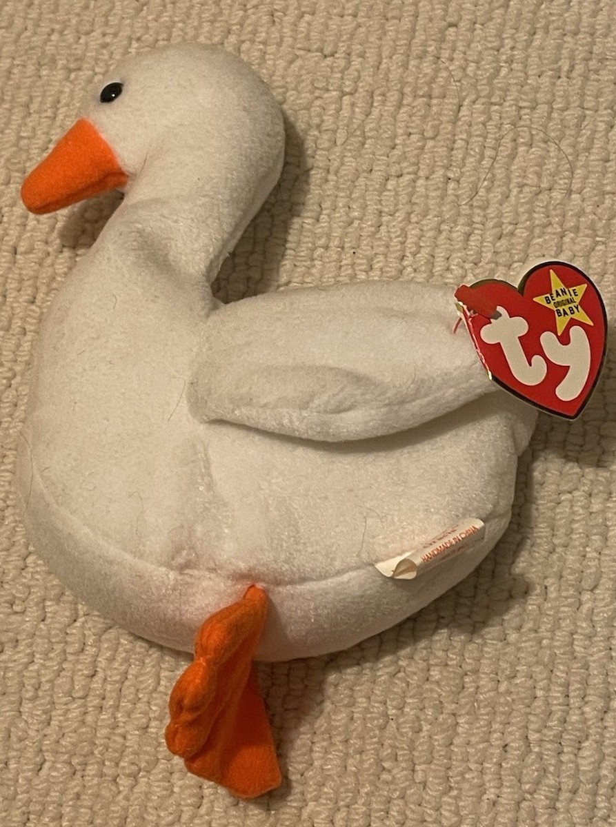 TY Beanie Baby Babies GRACIE The White Goose Swan 6-17-1996  display picture 3