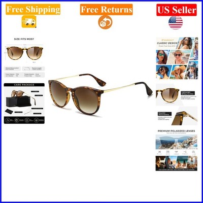 Unisex Vintage Round Sunglasses Brown Gradient Polarized UV400