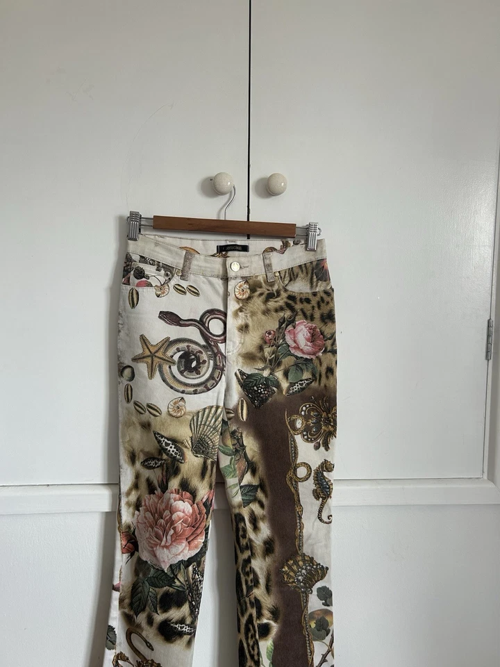 Pantalones para mujer Roberto Cavalli vintage talla XS estampado floral y leopardo raros   Foto 4 de 4