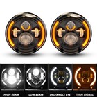 Combo 7'' Round LED Headlights Turn Signal Lights For Jeep Wrangler JK 2007-2018