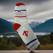 VTG 80s Bonnie Doon Socks Crew Anchor Acrylic Nylon Size 9-11 Orange White Blue