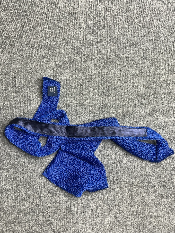 Corbata Polo Ralph Lauren Vintage Azul Tejida 100% Seda Hecha en Italia Clásica Preppy Foto 4 de 4