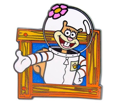 Embossed Enamel Lapel Pin Badge - SpongeBob Portraits Sandy NEW Glitter Cartoon