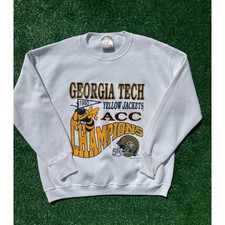 Vintage 1990 Georgia Tech Yellow Jackets ACC Champions Sweatshirt XL White Delta