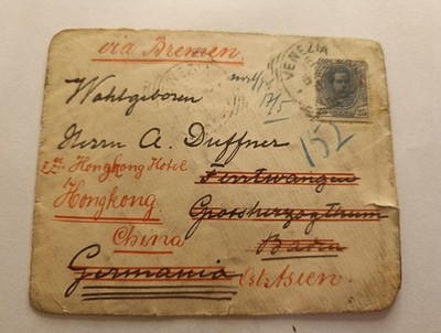 Old postcard / postcard around 1900-1910 with foreign mail / original stamp rare