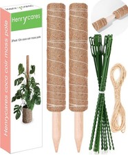 2-Pack 12" Moss Poles with 20Pcs Plant Ties Extendable Plant Support RRP £13.47