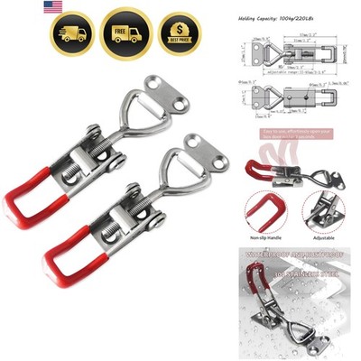 2pcs Toggle Latch Clamp 4001, Adjustable 304 Stainless Steel Pull Hasp Latche...