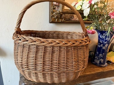 VINTAGE französischer Weidenkorb Markt Sammelkorb Picknick Bauernhaus Garten Landhaus 