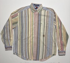 Vintage Tommy Hilfiger Crest Logo Striped Shirt Mens M Button Down