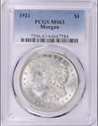 1921 Morgan Silver Dollar $1 MS 63 PCGS Blue Label (#7296.63/64667584)