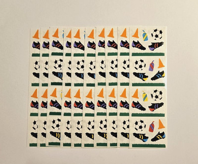 Mrs. Grossman's Stickers Lot of 10 Strips ~Soccer Gear~ Balls Shoes Vintage 1994