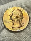 1964-P Washington Quarter 90% Silver 25c US Coin Phila. Mint AU+ Toned