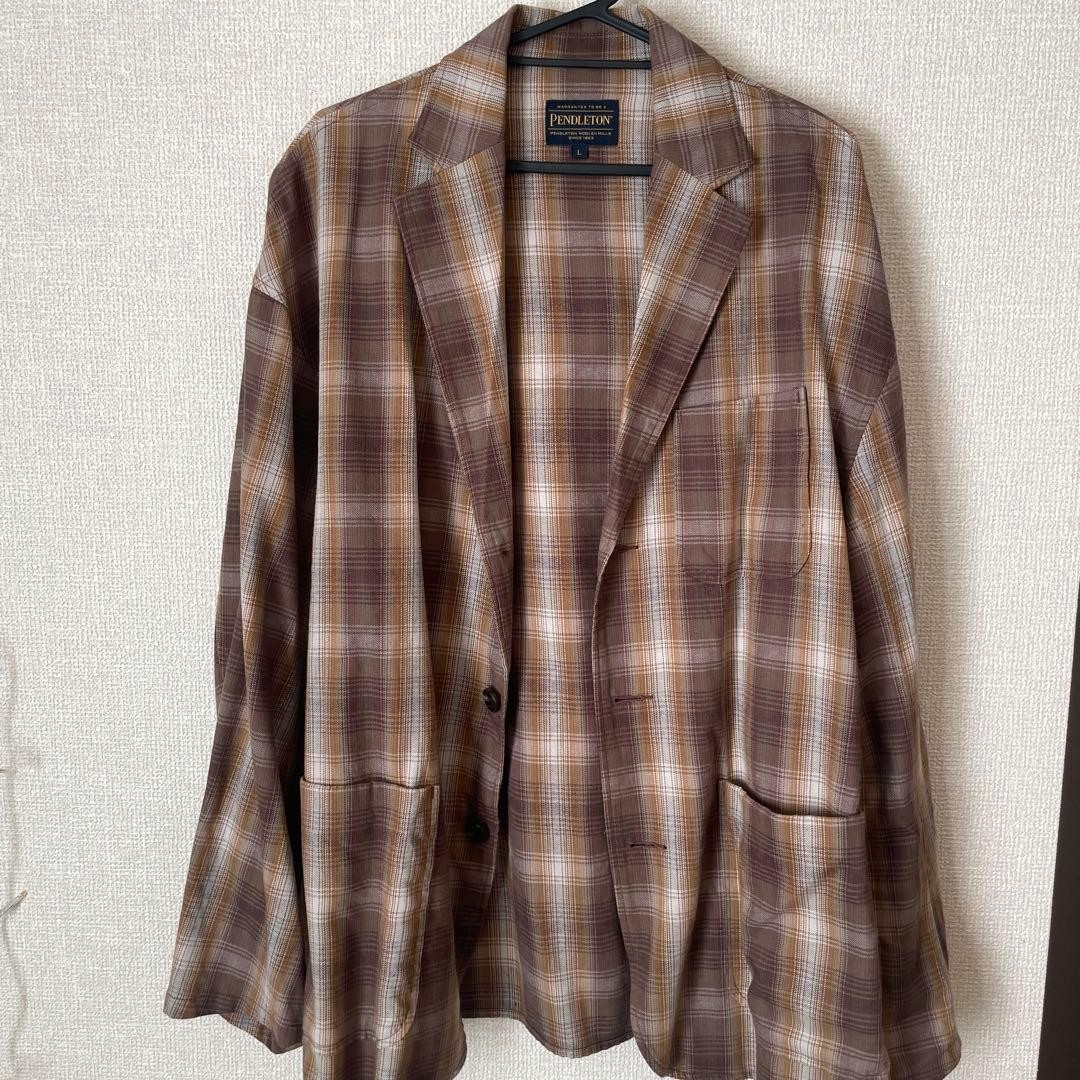 Pendleton Brown Check Tailored Jacket L Wool Clas… - image 1
