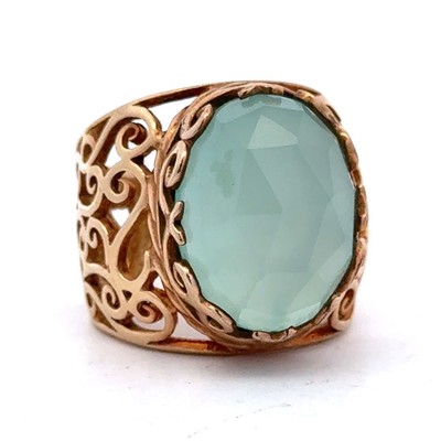 Designer Ring LIRM 925 Sterling Silber goldfarben Vermeil Chalzedon filigran
