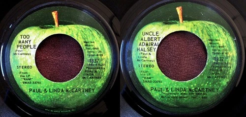 Beatles 45 1971 Paul McCartney Uncle Albert Rare JAX Whole Apple Both Sides VG+!