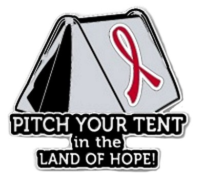 Red Awareness Ribbon Pin Pitch Your Tent in the Land Hope Camping Camper Inspire