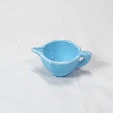 Akro Agate Tea Set Small Light Blue Creamer Open Handle Octagonal