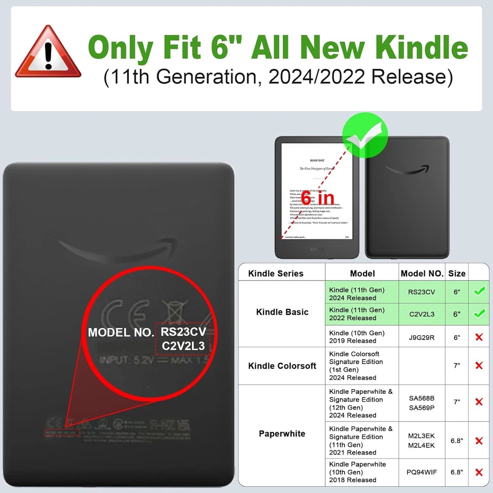 Case for 6" All-New Kindle (11th Generation-2024/2022 Release) Slim Shell Cover - Image 2 of 4