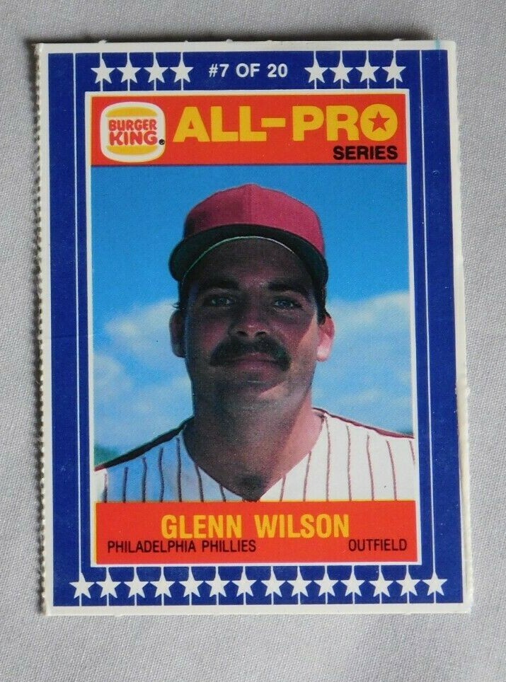 1986 Burger King All-Pro #7 Glenn Wilson Philadelphia Phillies Baseball Card 