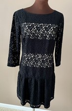 Ann Taylor Womens Dress 4 Black Lace NEW Knee 3/4 Sleeve Party Lined Wedding