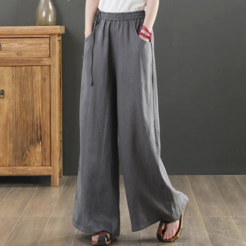 Women Loose Fit Elastic Waisted Palazzo Pant Ladies Daily Wear Casual - Picture 13 of 54