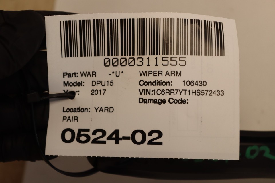 20162018 DODGE RAM 1500 FRONT LEFT & RIGHT WINDSHIELD WIPER ARM PAIR