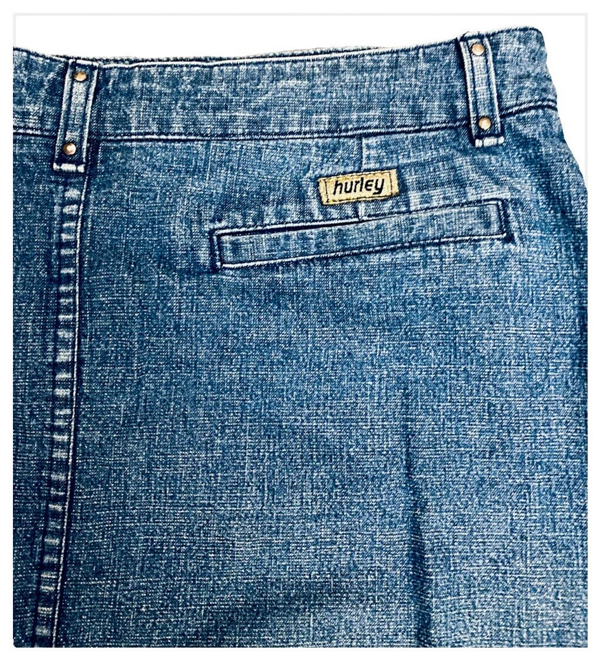 HURLEY темно стирка спереди разрез молнии и кнопка открытия эластичный Jean юбка размер 8 - Изображение 4 из 4