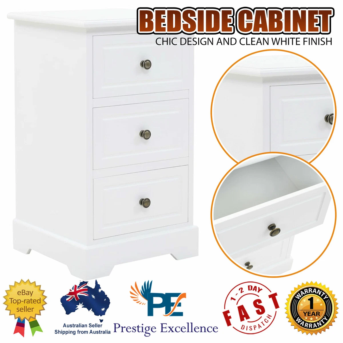 Ebay bedside 2024 cabinets white