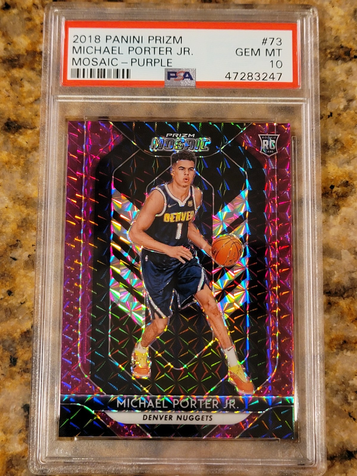 2018-19 Panini Prizm Michael Porter Jr Rookie RC Mosaic Purple /49 PSA 10