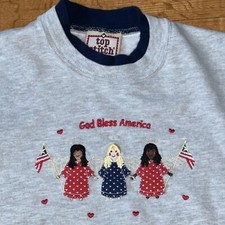 Vintage Sweatshirt God Bless The USA 4th Of J...