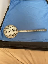 Large Vintage Metal Strainer Ladle Rustic Kitchen Decor 14" Primative!