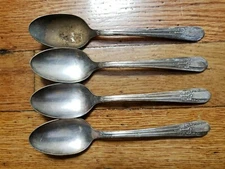 4 ANTIQUE Vintage COLLECTABLE WM ROGERS MFG CO EXTRA SILVER PLATE TEA SPOONS 6"-