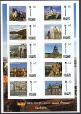 Briefmarke Individuell ** Deutschland - meine Heimat Sachsen Bogen postfrisch