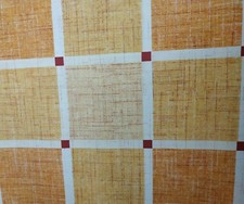 LINEN EFFECT SQUARES ORANGE VINYL WIPE CLEAN PVC TABLECLOTH